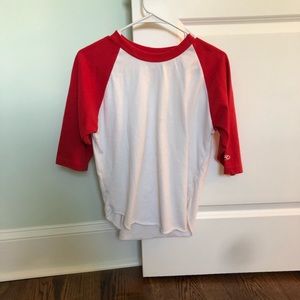 Red and white baseball t-shirt